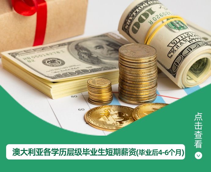 澳大利亚各学历层级毕业生短期薪资(毕业后4-6个月) 
